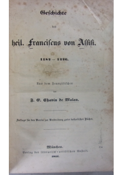 Gesichte des heil. Franciscus von Assisi, 1844 r.