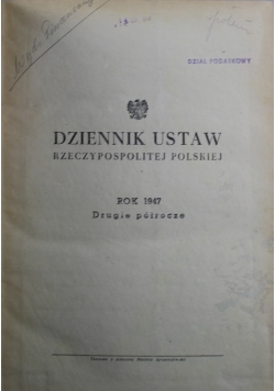 Dziennik ustaw Rzeczypospolitej Polskiej rok 1947 drugie półrocze