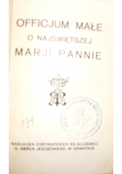 Officjum Małe o Najświętszej Marji Pannie, 1932r.