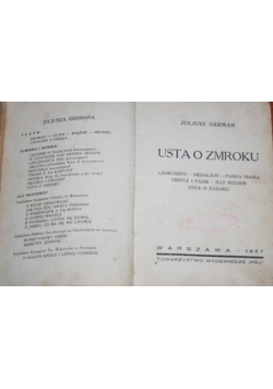 Usta o zmroku, 1927 r.