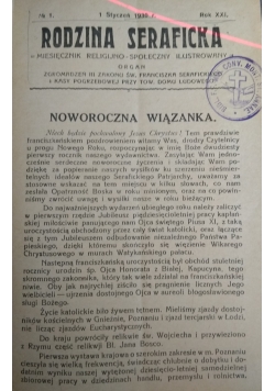 Rodzina Seraficka. Miesięcznik religijno-społeczny ilustrowany, nr 1, 1930 r.