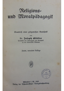 Religions und moralpadagogis, 1931r.