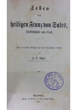 Leben des heiligen Franz von Sales, 1871r.