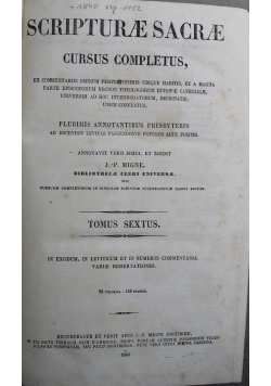 Scripturae sacrae cursus completus Tomus Sextus 1852 r
