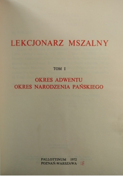 lekcjonarz Mszalny ,Tom I