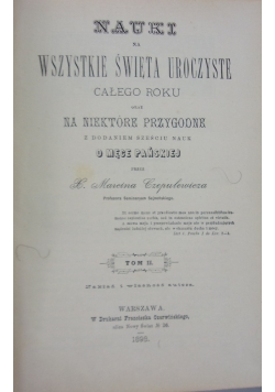 Nauki na wszystkie święta uroczyste całego roku oraz niektóre przygodne z dodaniem sześciu nauk o męce pańskiej, 1898 r.
