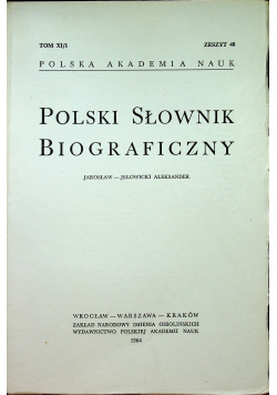 Polski słownik biograficzny Tom XI zeszyt 48