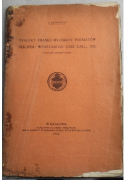 Dyalekt Franko Włoskich poematów rękopisu Weneckiego 1912 rok