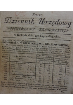 Dziennik Urzędowy Województwa Krakowskiego ,1819 r. ,Nr 27
