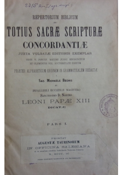 Totius sacrae scripturae, 1899 r.
