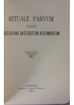 Rituale Parvum ,1904r.