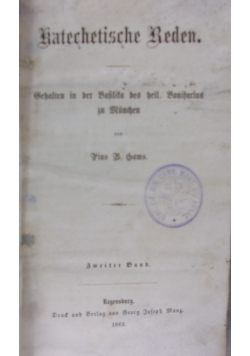 Katechetische Reden, 1862 r.