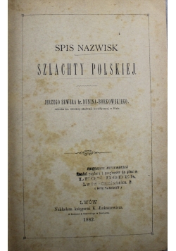 Spis nazwisk Szlachty Polskiej 1882 r.