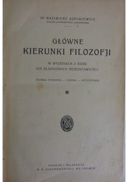 Główne kierunki filozofji , 1923r