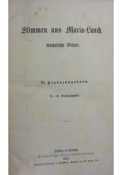 Stimmen aus Maria Laach, 1883 r.