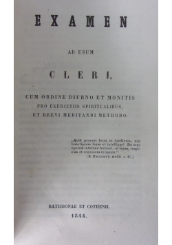 Examen ad usum Cleri, 1844 r.