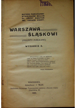 Warszawa Śląskowi 1920r