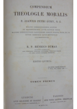 Cury Theologiae Moralis 1-2.  1890 r.
