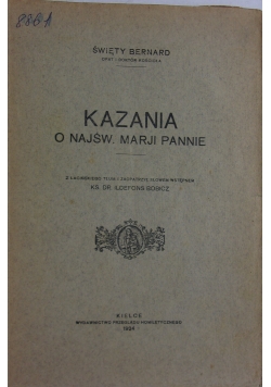 Kazania o najśw. Marji Pannie, 1924 r.