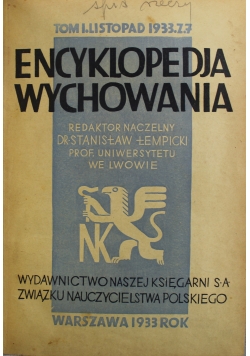 Encyklopedia Wychowania Tom I Listopad 1933 r