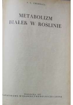 Metabolizm białek w roślinie