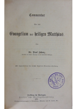 Ewangelium des heiligen Matthaus,1879r.