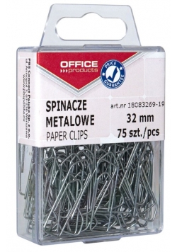 Spinacze metalowe 32 mm 75 sztuk 10 opakowań