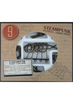 Łamigłówki metalowe 9 sztuk Steampunk zestaw brązowy
