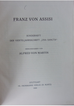 Franz von Assisi, 1926 r.