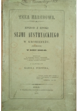 Epizod z epoki sejmu austryackiego, 1877 r.