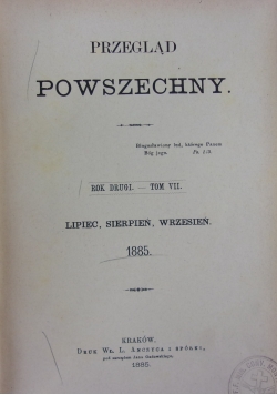 Przegląd powszechny, tom VII. 1885r.