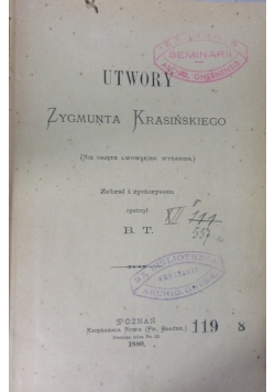 Utwory Zygmunta Krasińskiego, 1880 r.