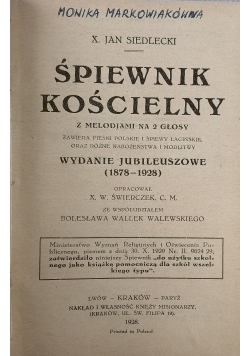 Śpiewnik kościelny, 1928 r.