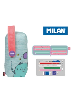 Multipiórnik Milan owalny z 4 piórnikami MIMO różowo-zielony