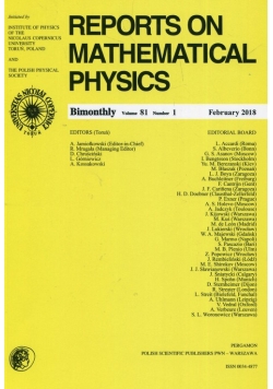 Reports on Mathematical Physics 81/1 2018