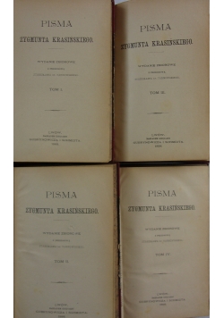 Pisma Zygmunta Krasińskiego tom I-IV, zestaw 4 książek