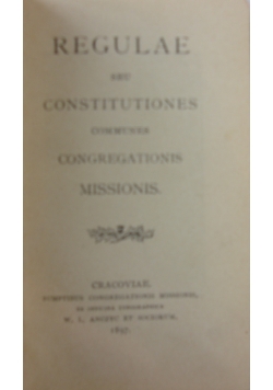 Regulae seu constitutiones commune, 1897 r.s congregationis missionis