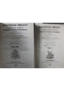 Dykcyonarz biblijny z ksiąg Pisma Świętego Starego i Nowego Testamentu 4 tomy ok 1845 r.
