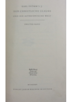 Der Christliche Glaube und sie Altheidnische welt, 1935r.