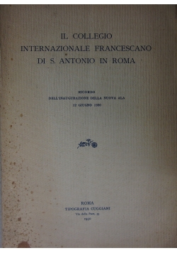Il collegio internazionale Francescano Di S. Antonio in Roma,1930 r.