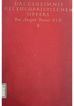 Das Geheimnis des Eucharistischen Opfers 1929 r