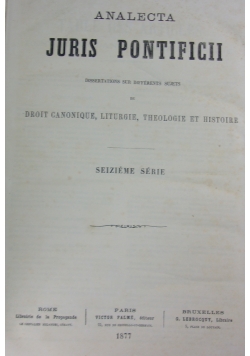 Analecta Juris Pontificii, 1877r.