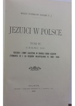 Jezuici w Polsce tom IV, cz.III,  1905 r.