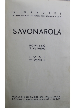 Savonarola Tom II 1938 r