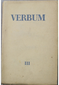 Verbum III kwartalnik poświęcony  zagadnieniom kultury współczesnej 1938 r.