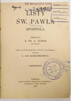 Listy św. Pawła Apostoła, 1928 r.