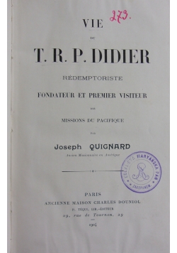 Vie du T.R.P Didier, 1904 r.