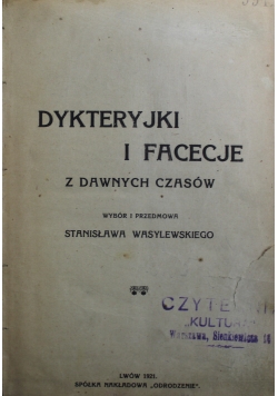 Dykteryjki i facecje z dawnych czasów 1921r