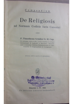 Compedium de religiosis, 1931r