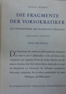 Die Fragmente Der Vorsokratiker, tom 2
